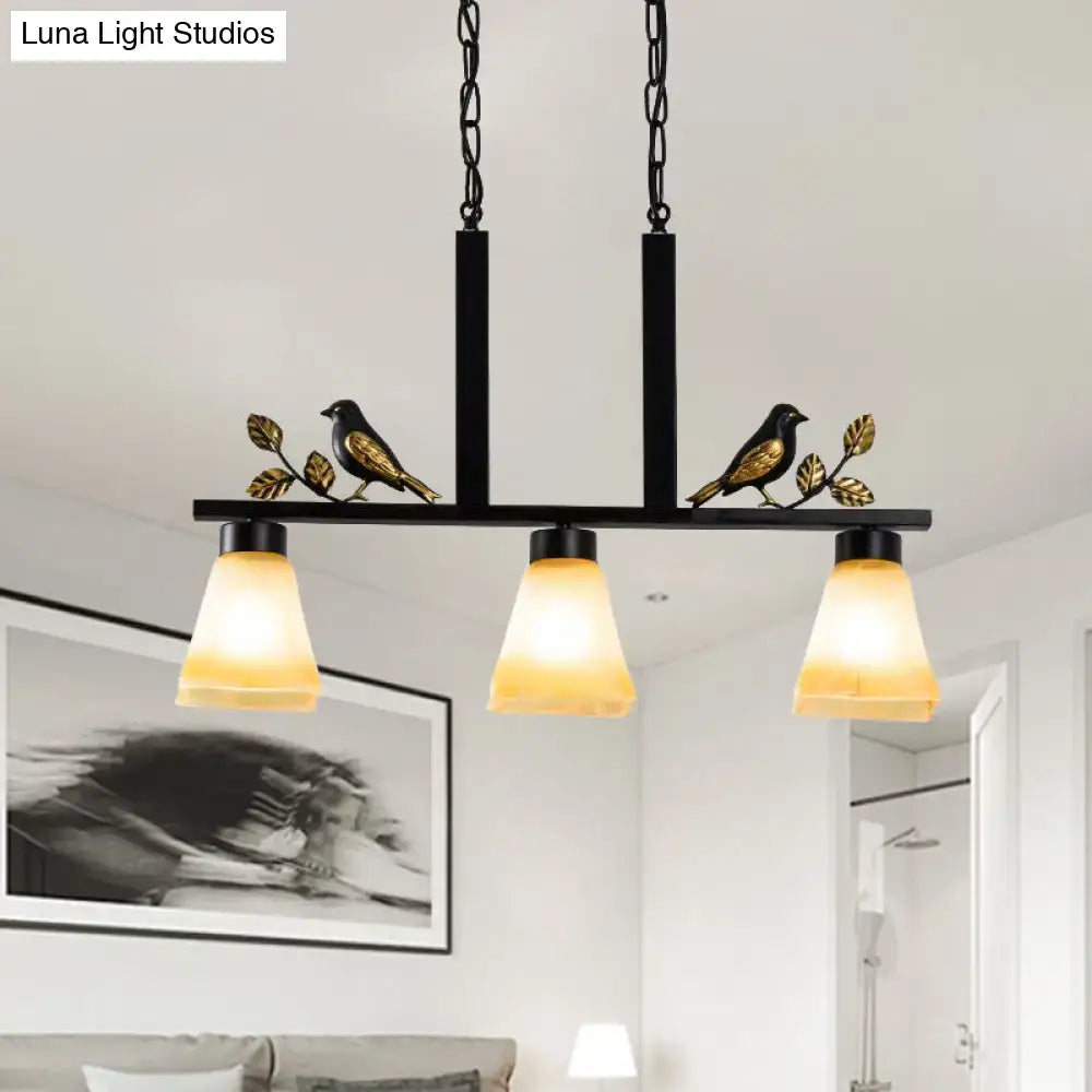 Black Island Pendant Light 3 Glass Shades