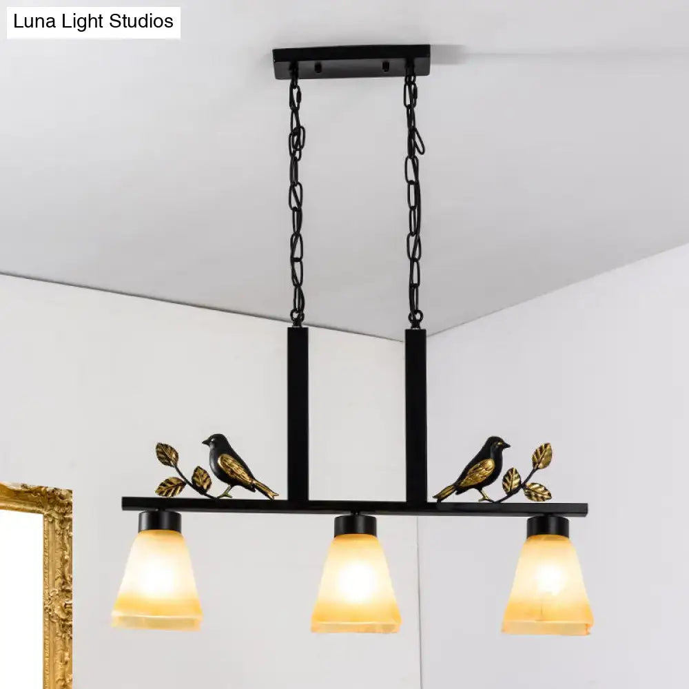 Black Island Pendant Light 3 Glass Shades