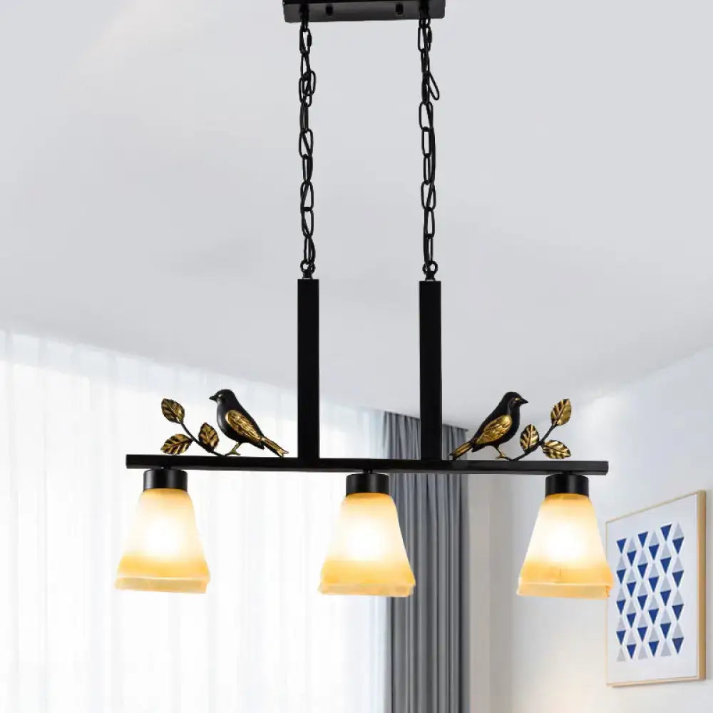 Black Island Pendant Light 3 Glass Shades