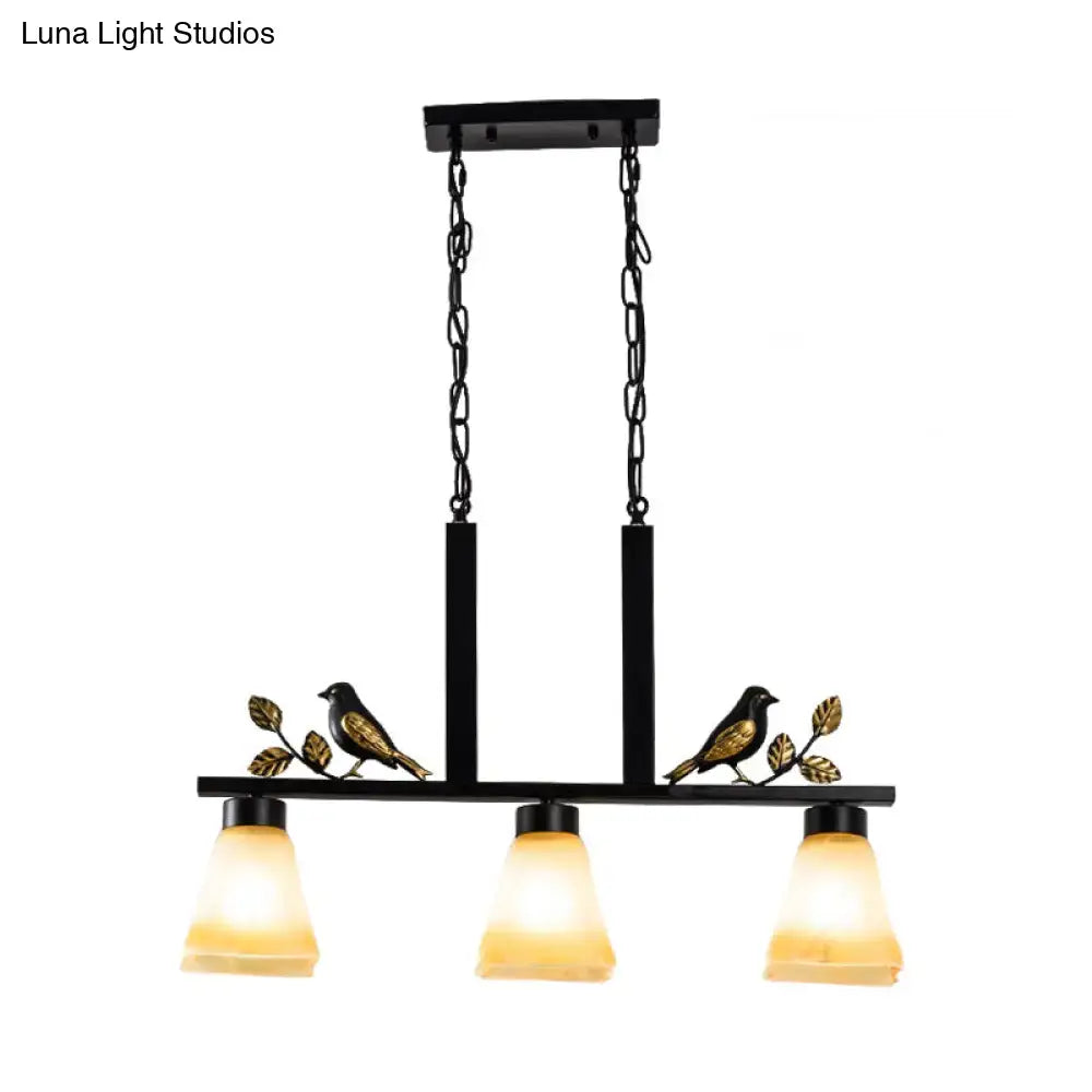 Black Island Pendant Light 3 Glass Shades