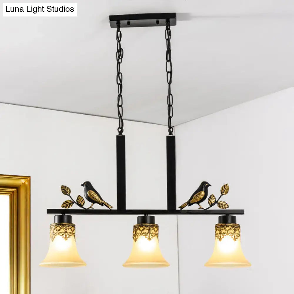 Black Island Pendant Light 3 Glass Shades