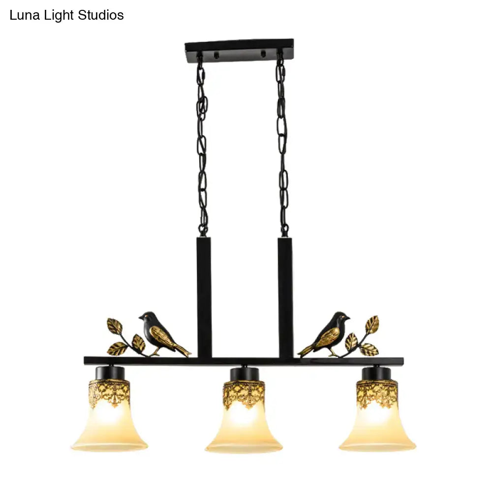 Black Island Pendant Light 3 Glass Shades