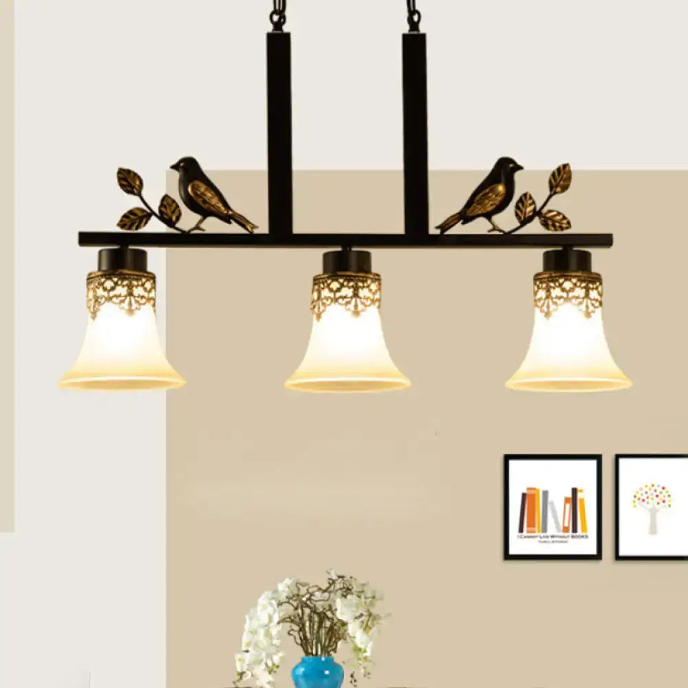 Black Island Pendant Light 3 Glass Shades
