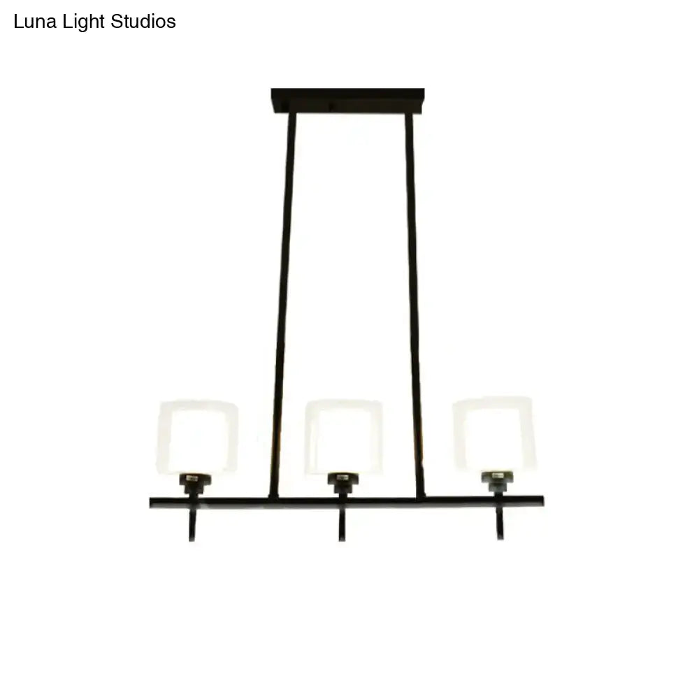 Black metal 3 light cylinder chandelier dining room 110v-120v lamp
