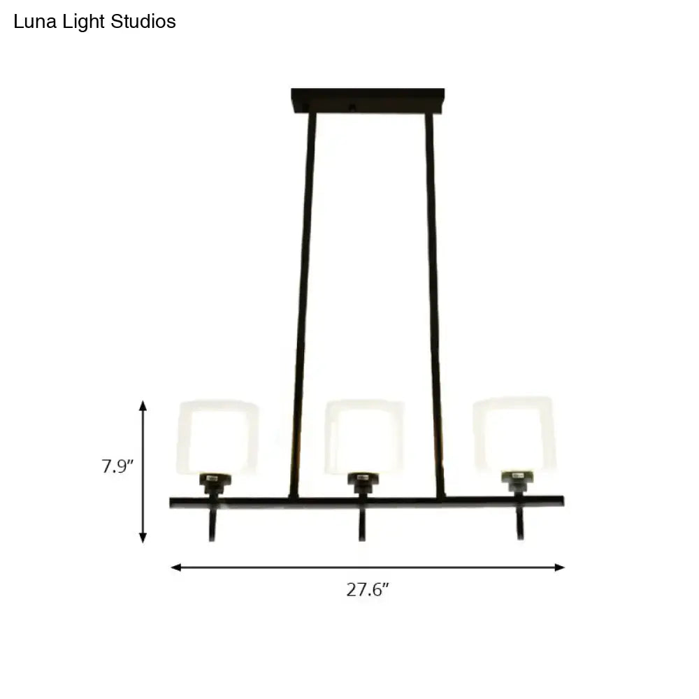 Black metal 3 light cylinder chandelier dining room 110v-120v lamp
