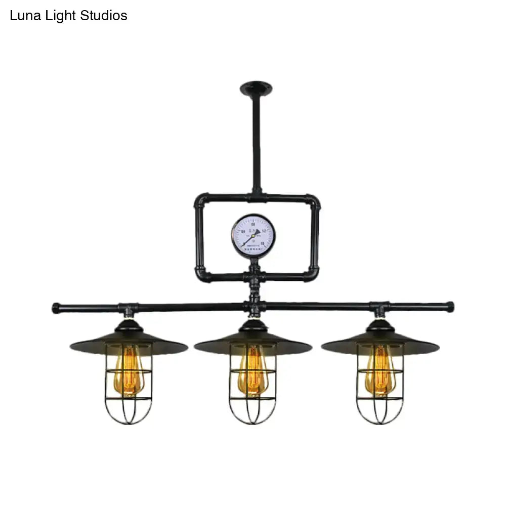 Black Metal Pendant Lamp 3-Head