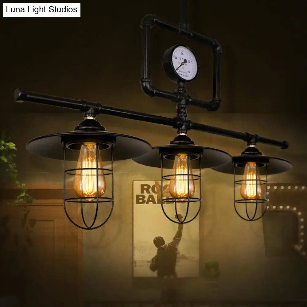 Black Metal Pendant Lamp 3-Head