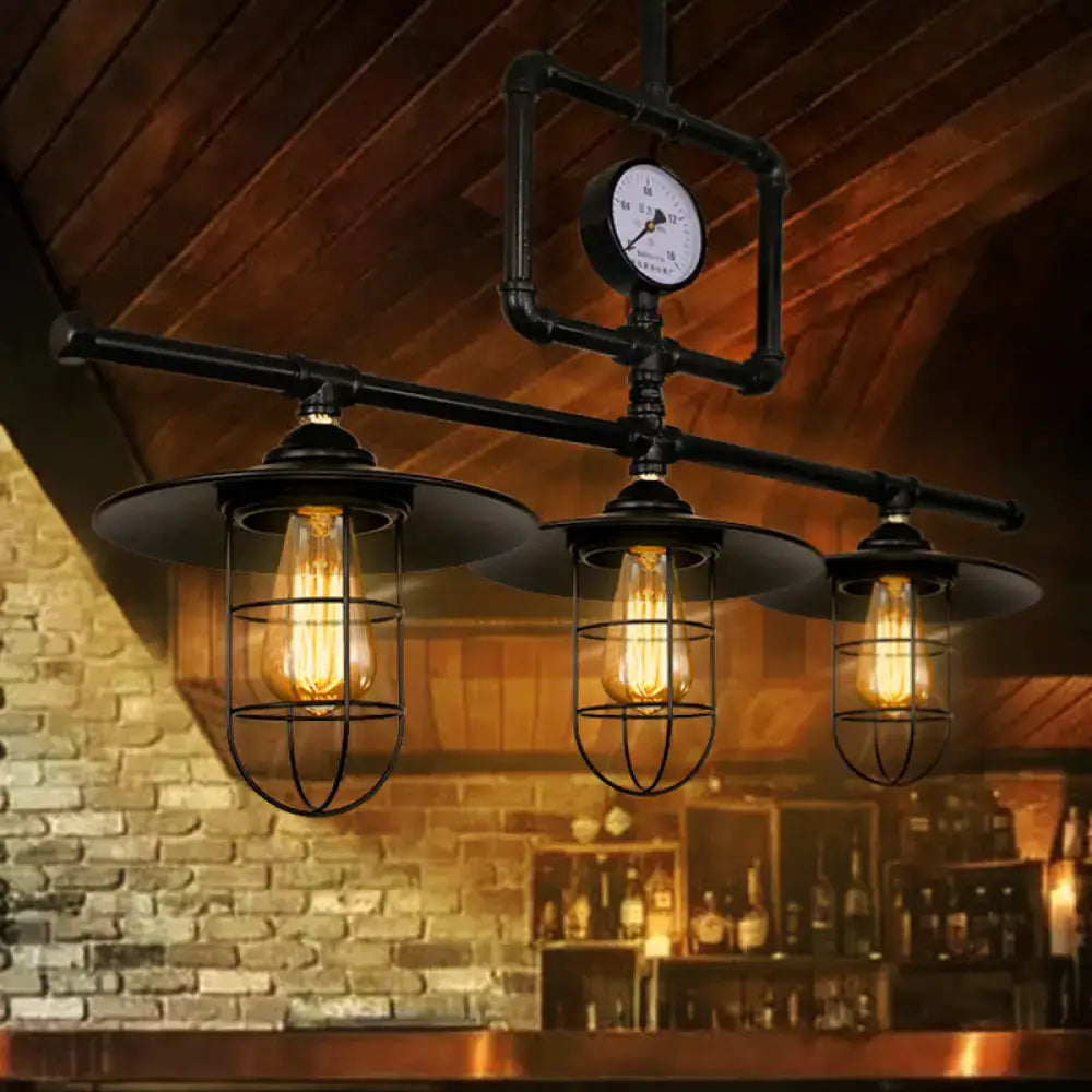 Black Metal Pendant Lamp 3-Head