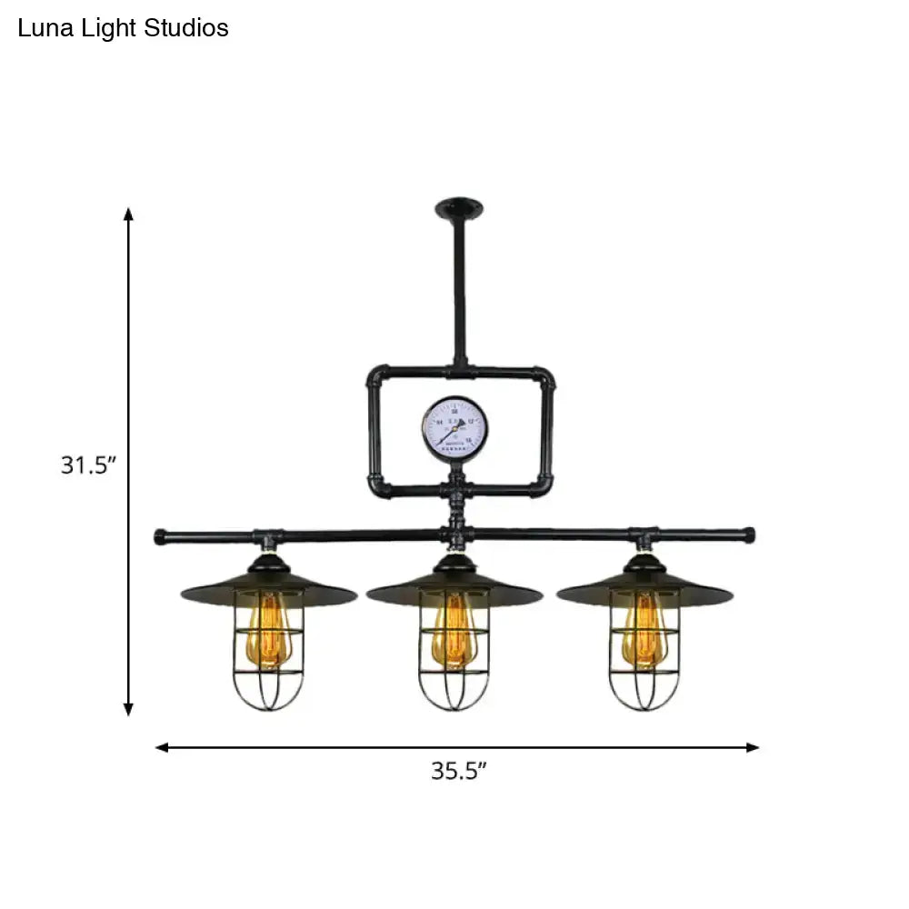 Black Metal Pendant Lamp 3-Head