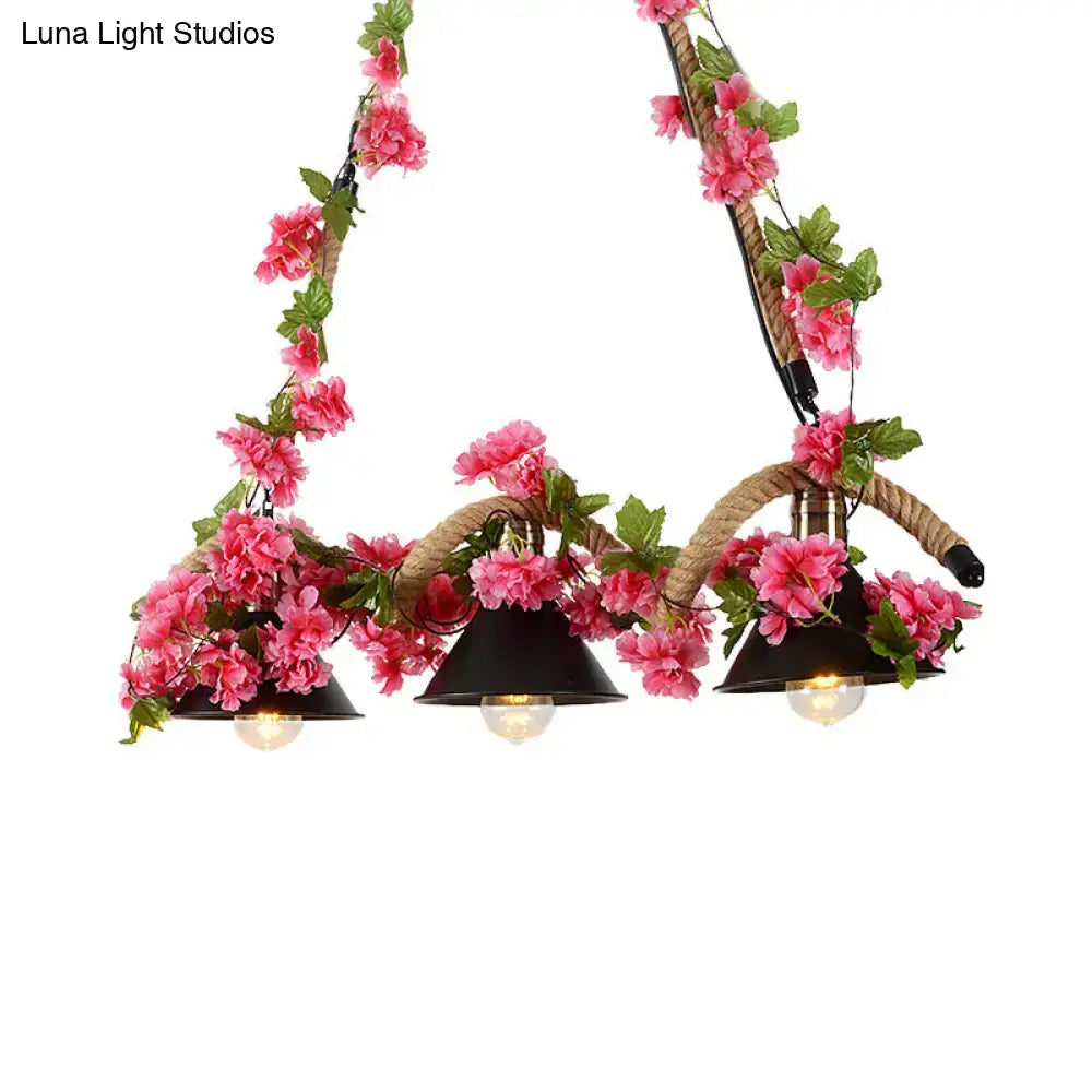 Black Metal Pendant Light 3-Light