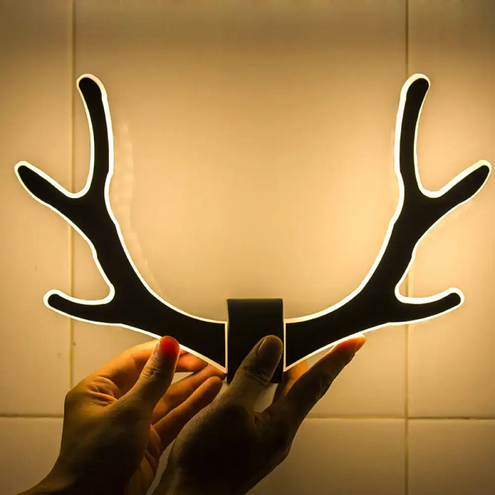 Black metallic antler sconce wall mounted lighting for bedroom
