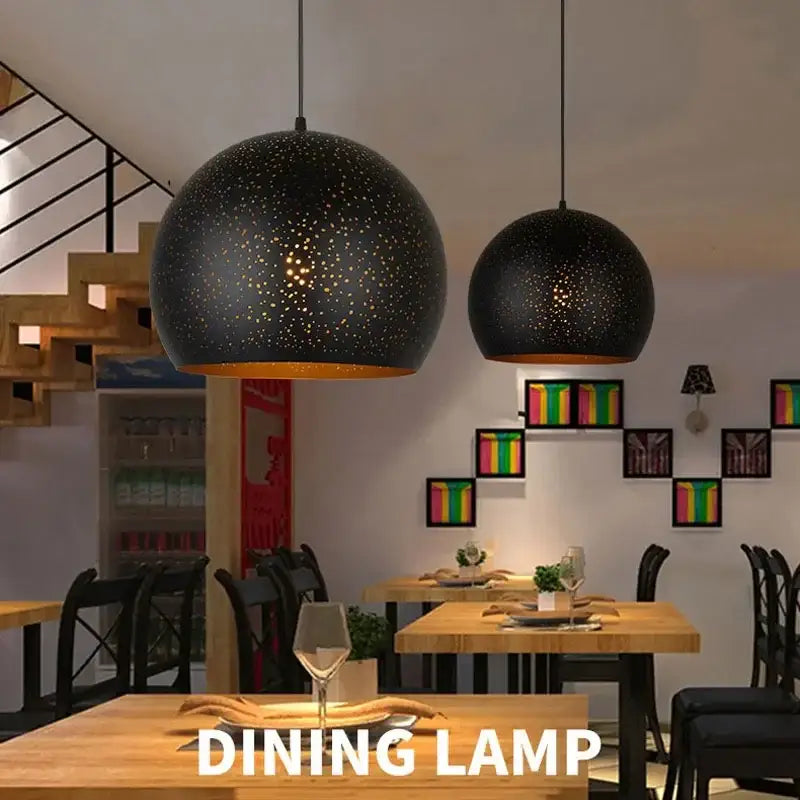 Black nordic industrial pendant light for dining room starry decor