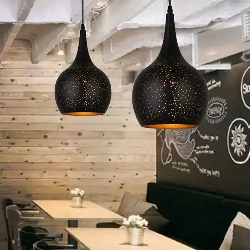 Black nordic industrial pendant light for dining room starry decor
