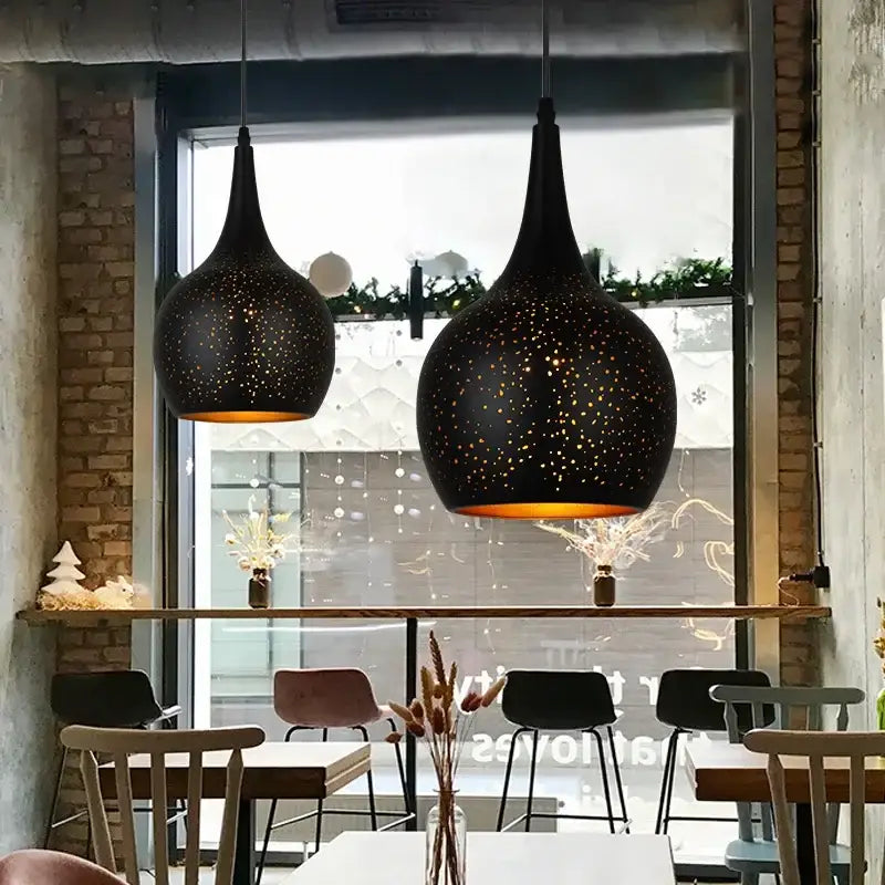 Black nordic industrial pendant light for dining room starry decor