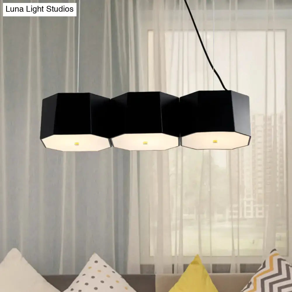 Black nordic octagon metal shade island light dining room