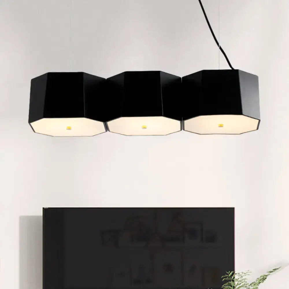 Black nordic octagon metal shade island light dining room