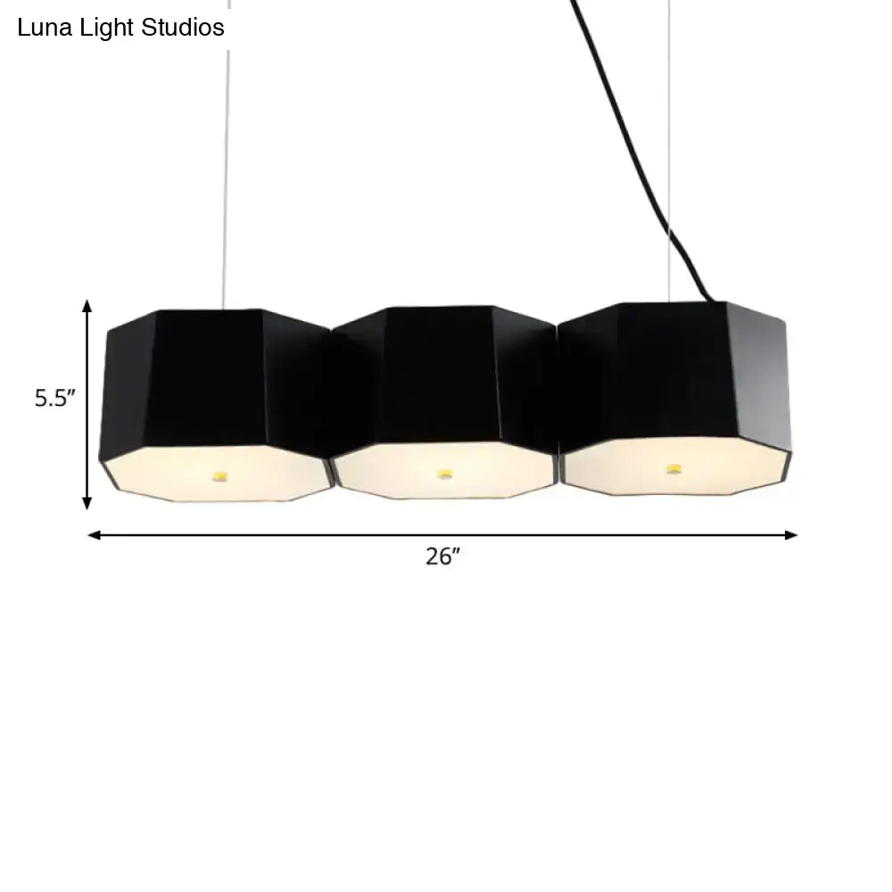 Black nordic octagon metal shade island light dining room