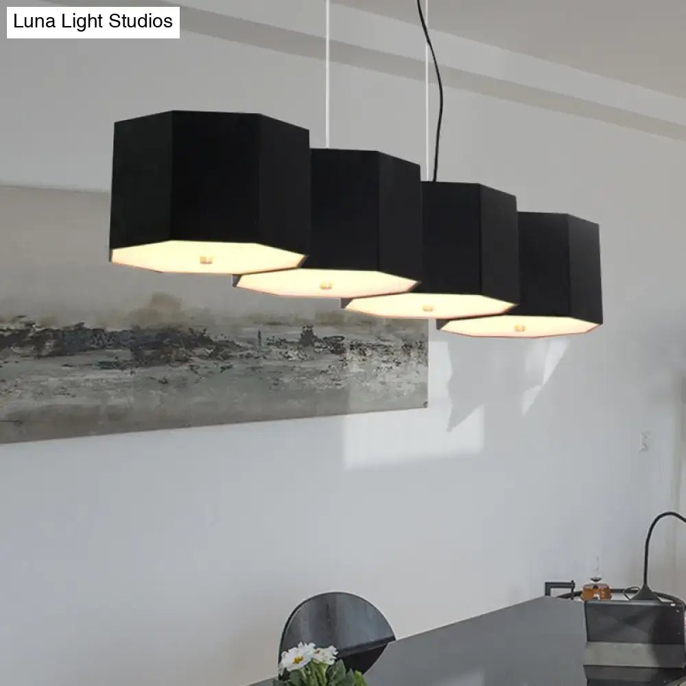 Black nordic octagon metal shade island light dining room