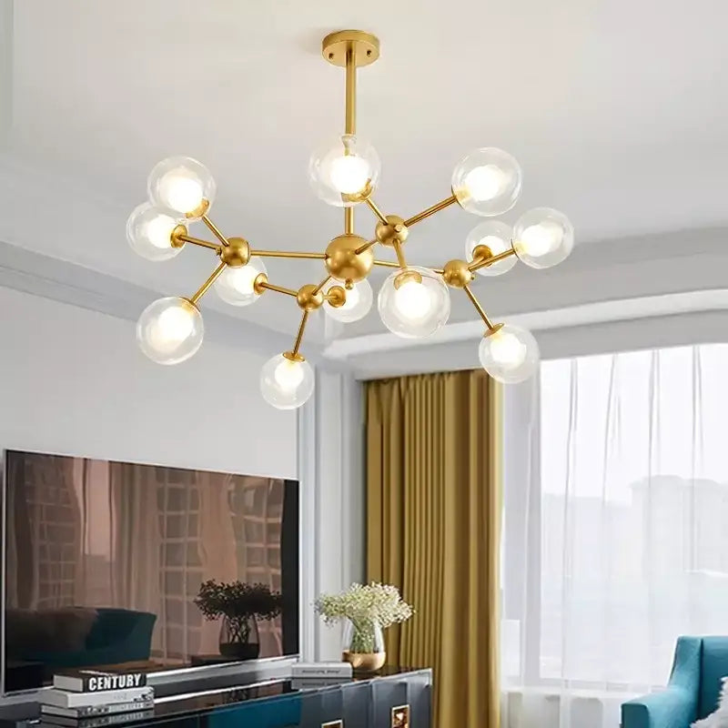 Black postmodern sputnik chandelier dining room glass globe light
