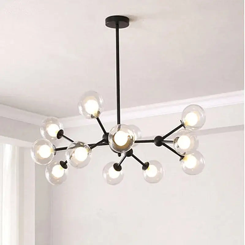 Black postmodern sputnik chandelier dining room glass globe light