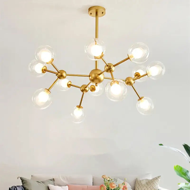Black postmodern sputnik chandelier dining room glass globe light