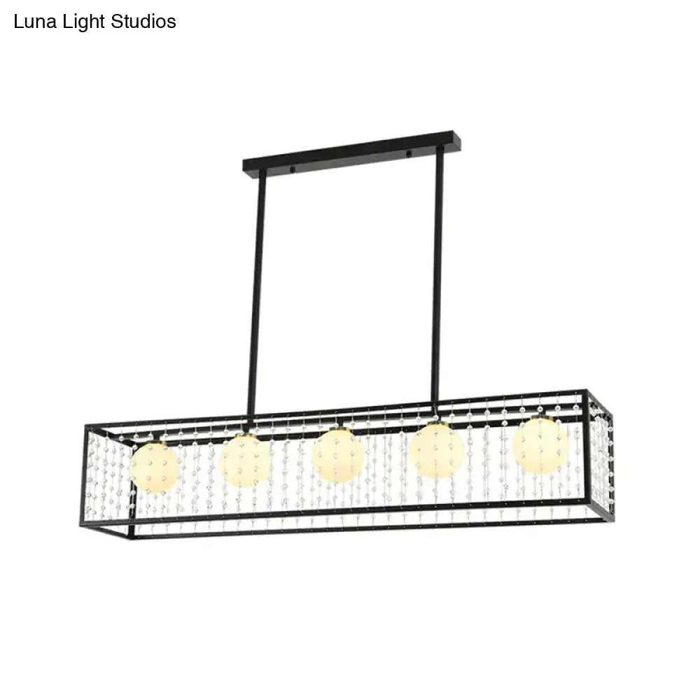 Black rectangle opal glass island pendant light kit – dining room
