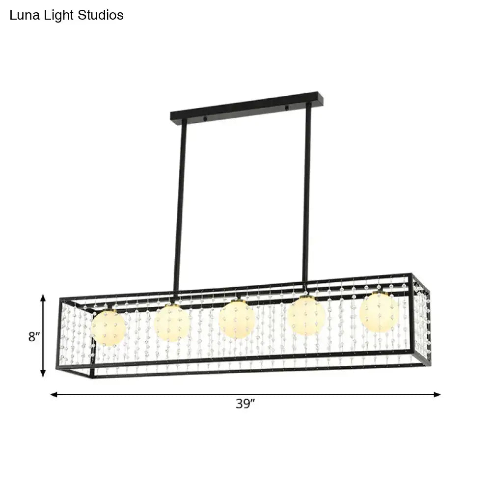 Black rectangle opal glass island pendant light kit – dining room
