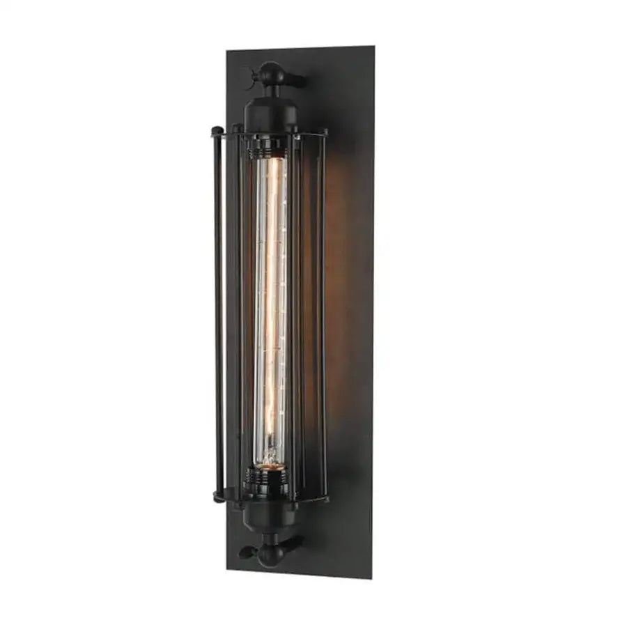 Black vintage industrial wall sconce with edison bulb for bedroom