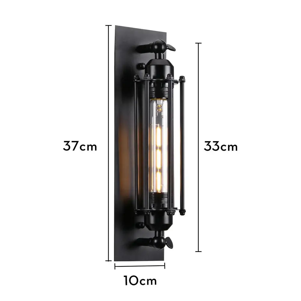 Black vintage industrial wall sconce with edison bulb for bedroom