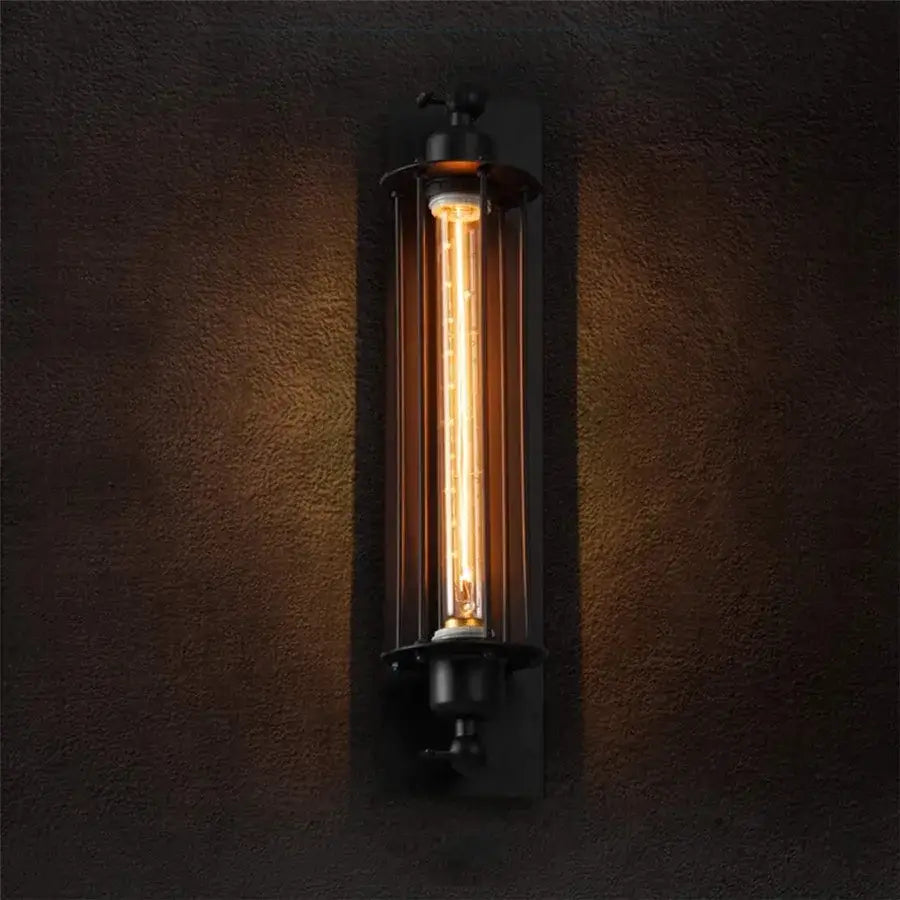 Black vintage industrial wall sconce with edison bulb for bedroom