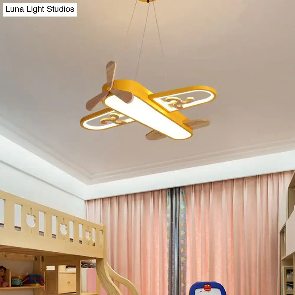 Blue airplane led chandelier bedroom light with stepless dimming