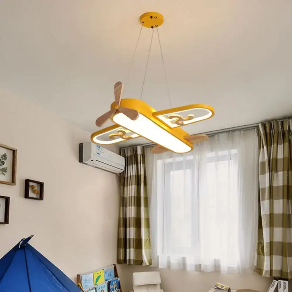 Blue airplane led chandelier bedroom light with stepless dimming