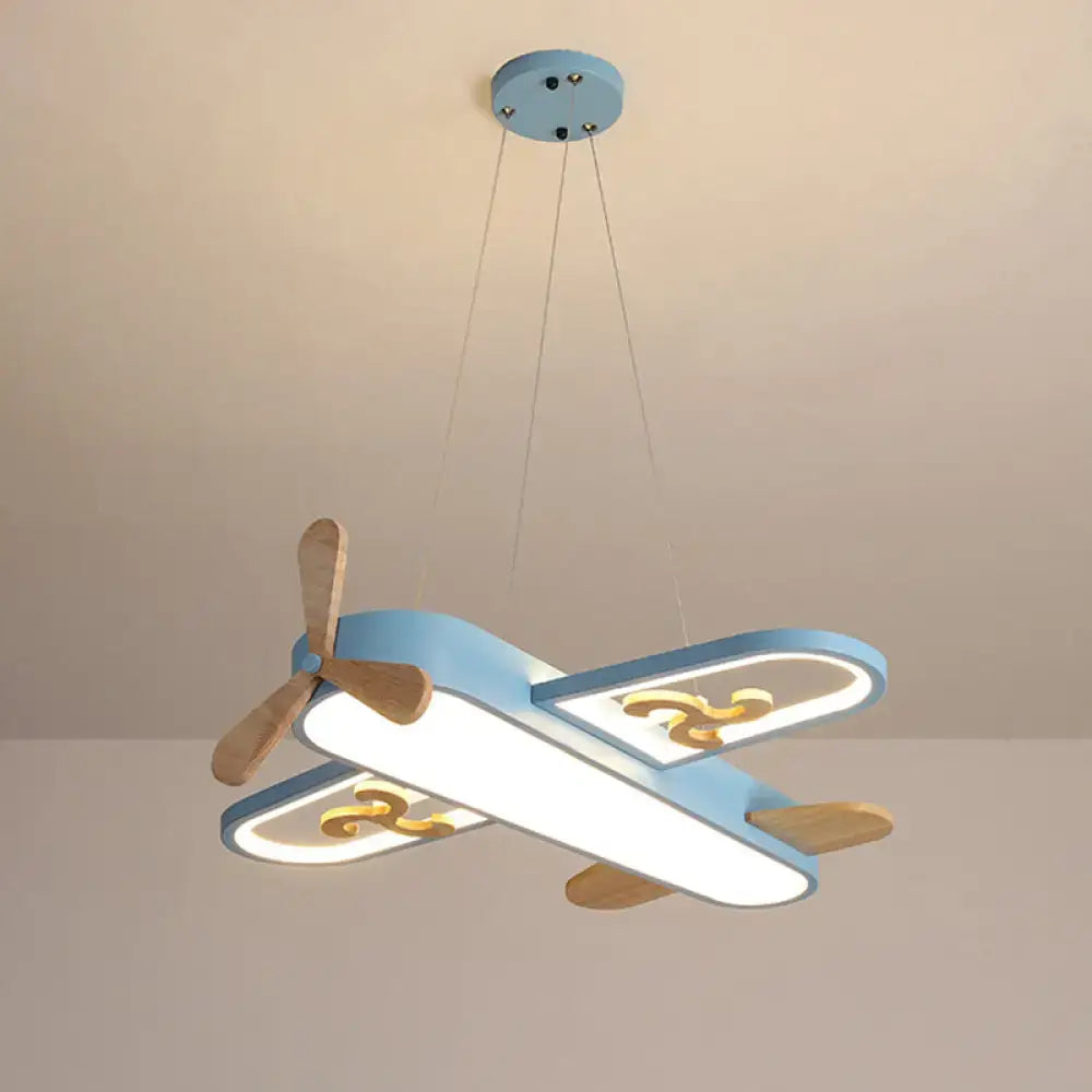 Blue airplane led chandelier bedroom light with stepless dimming