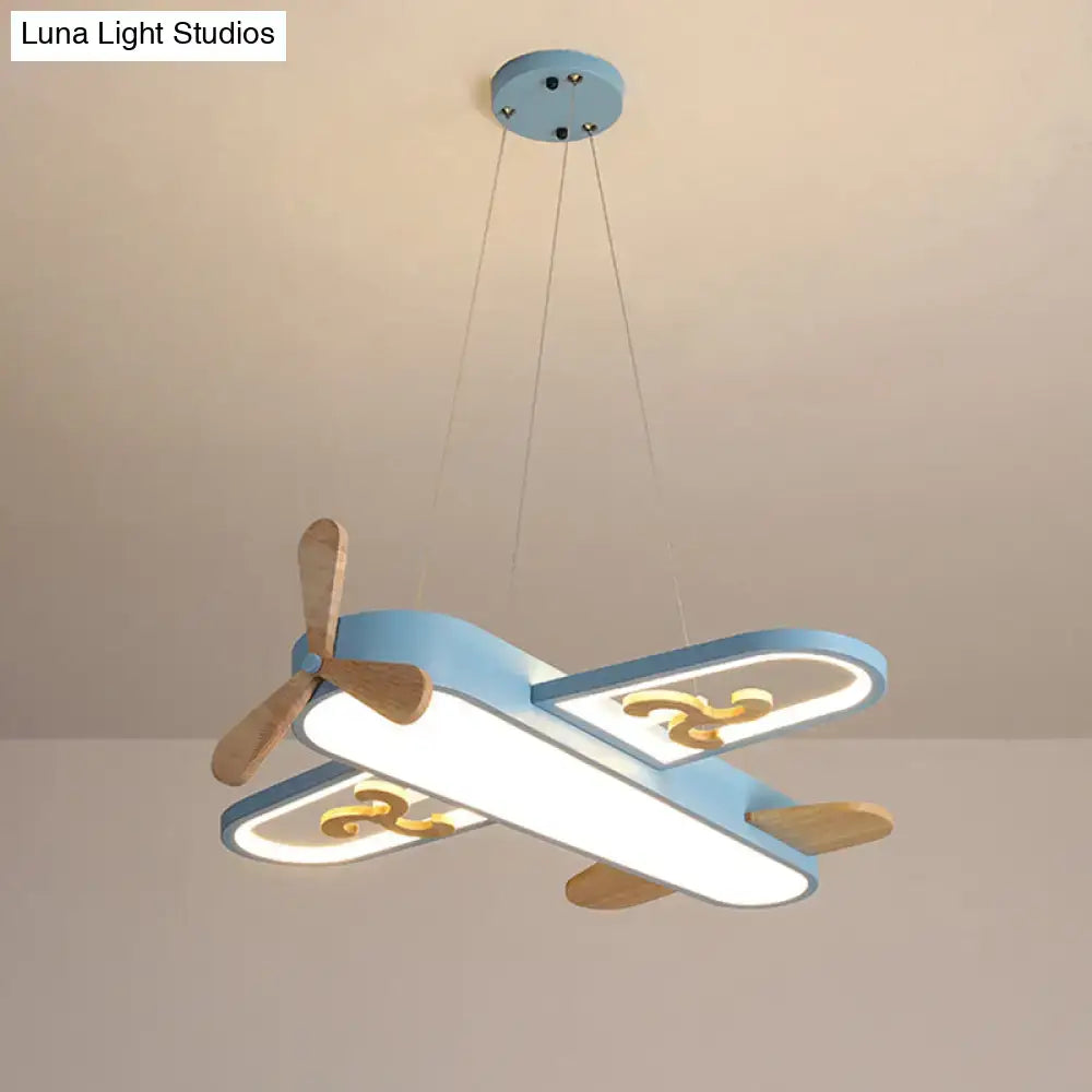 Blue airplane led chandelier bedroom light with stepless dimming