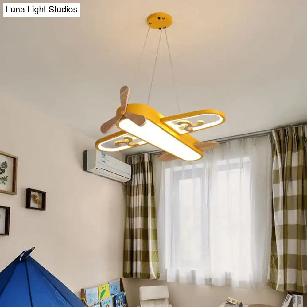 Blue airplane led chandelier bedroom light with stepless dimming