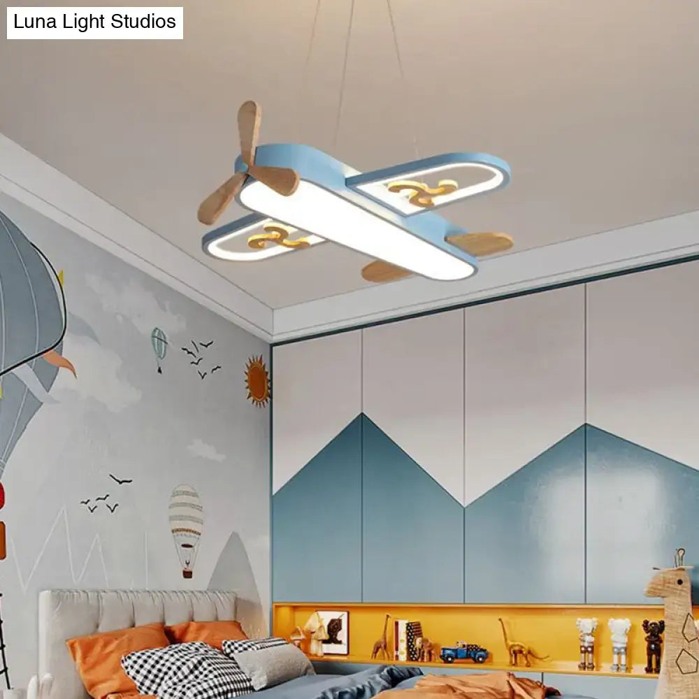 Blue airplane led chandelier bedroom light with stepless dimming