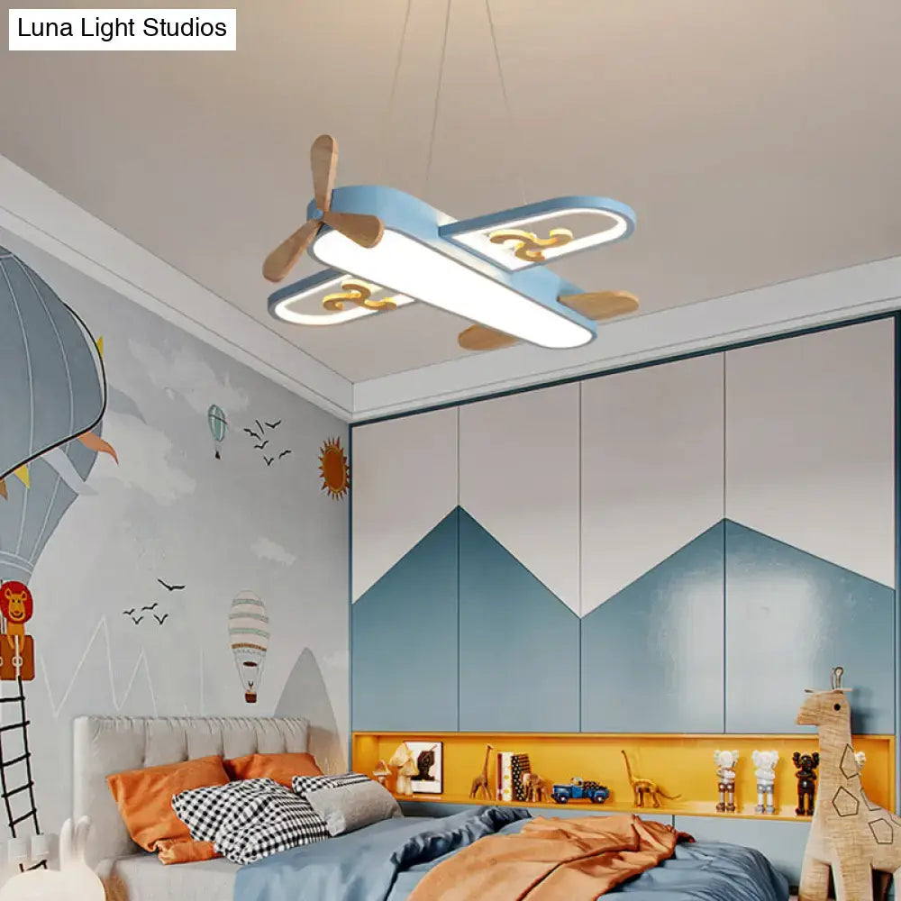 Blue airplane led chandelier bedroom light with stepless dimming