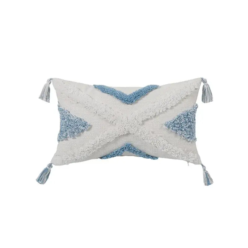 Blue and white geometric tufted pillowcase set bedroom long pillow