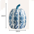 Blue and white porcelain pumpkin vase living room floral decor