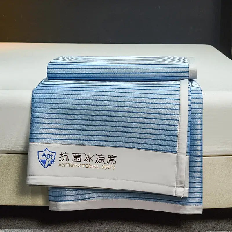 Blue and white striped cooling bed mat set bedroom sleeping cushion