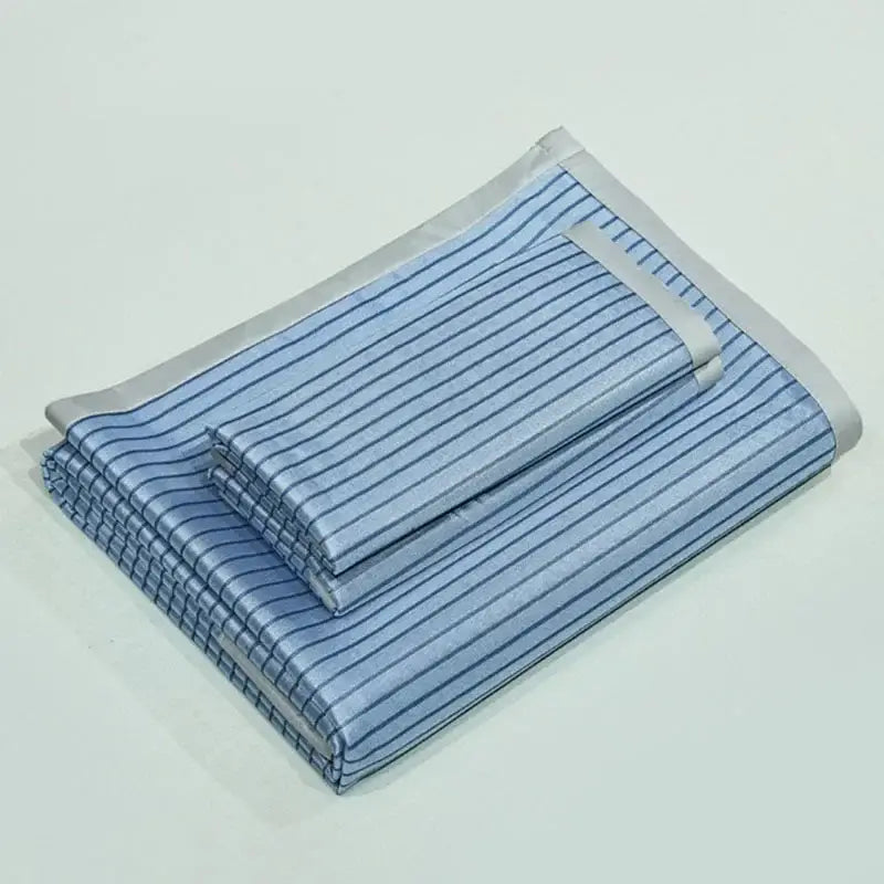 Blue and white striped cooling bed mat set bedroom sleeping cushion
