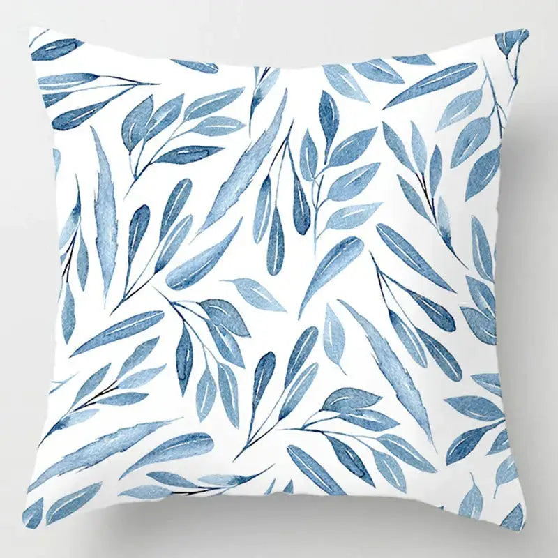 Blue geometric marble throw pillows for living room decor