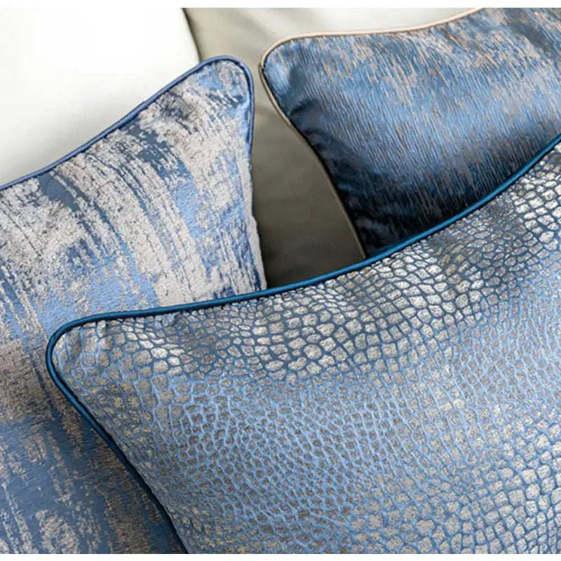 Blue geometry jacquard pillow cover living room textured throw