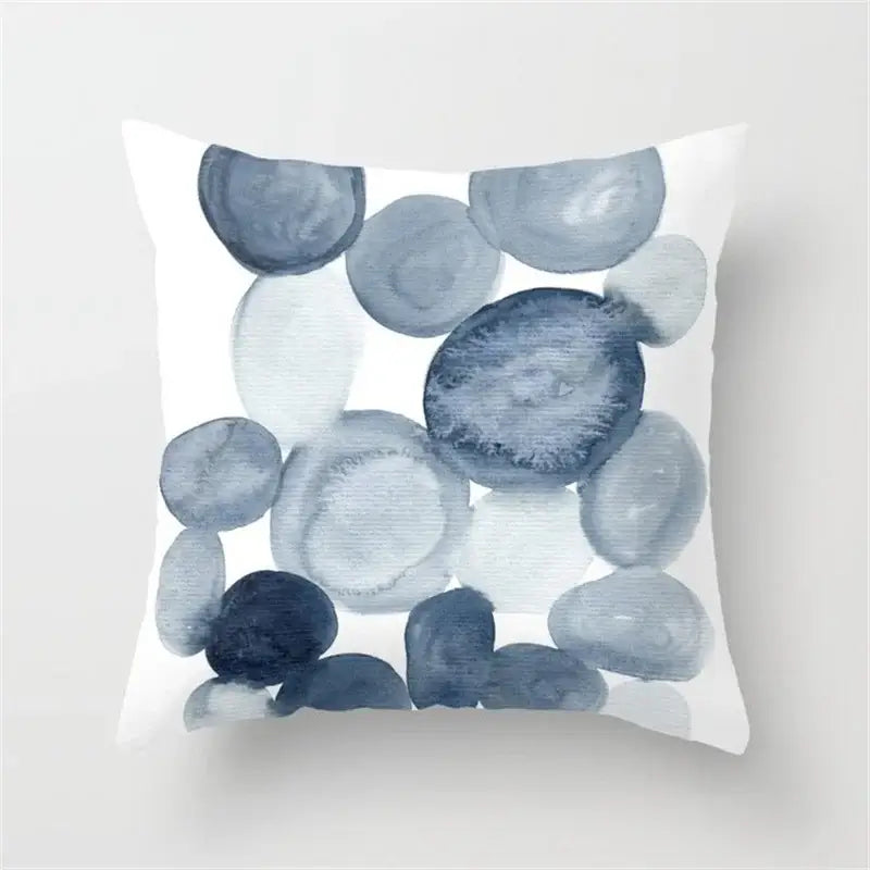 Blue ink flower cushion cover set living room watercolor decor