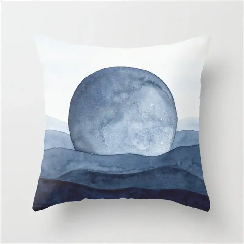 Blue ink flower cushion cover set living room watercolor decor