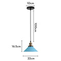 Blue matte metal pendant light with brass fixture for kitchens