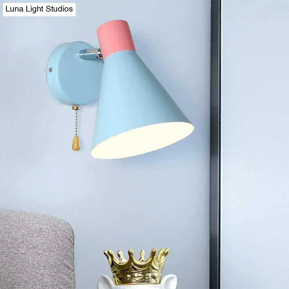 Blue & pink metallic cone wall light bedroom with e26 e27 socket