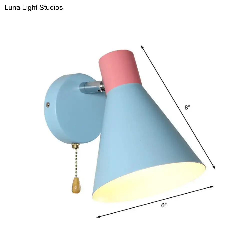 Blue & pink metallic cone wall light bedroom with e26 e27 socket