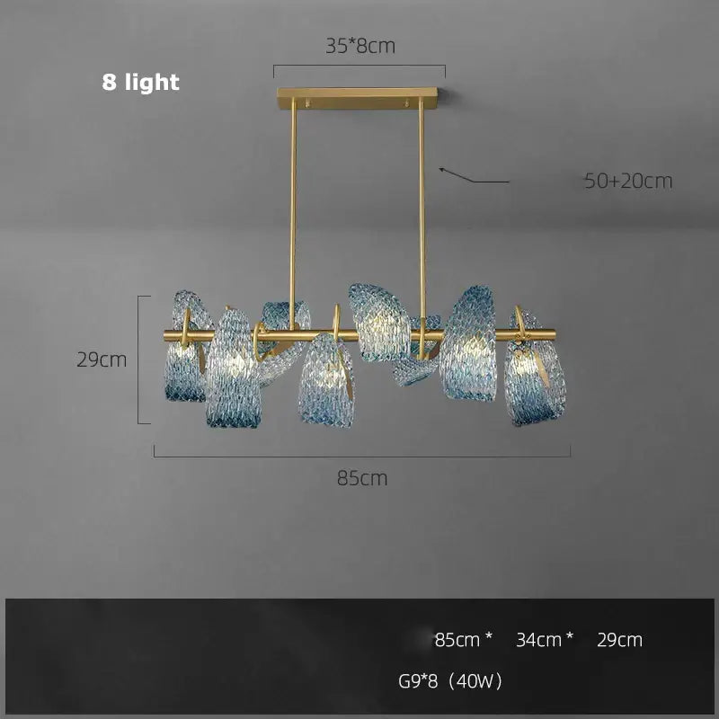 Blue queen crystal glass cascading chandelier staircase light