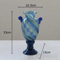 Blue stripe glass swirl vase living room hydroponic plant pot